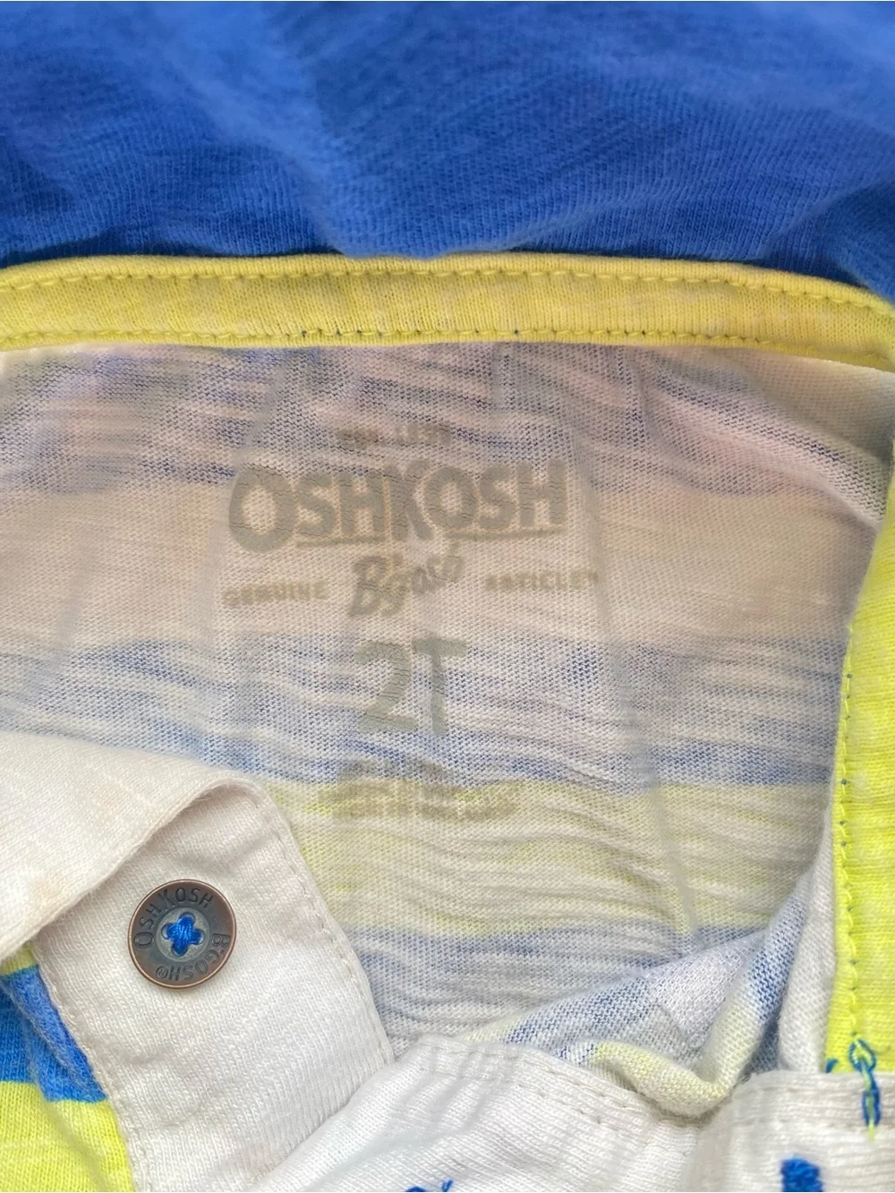 OshKosh B'gosh Toddler Boy Nautical Striped Polo Shirt Anchor Graphic Blue 2T